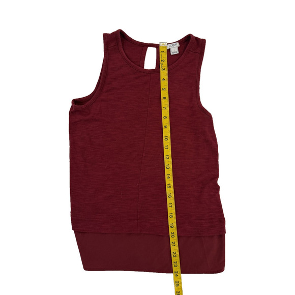 J Crew Tank Top Womens Small Red Sleeveless Keyhole Hem Layered Blouse Shirt - Picture 3 of 5